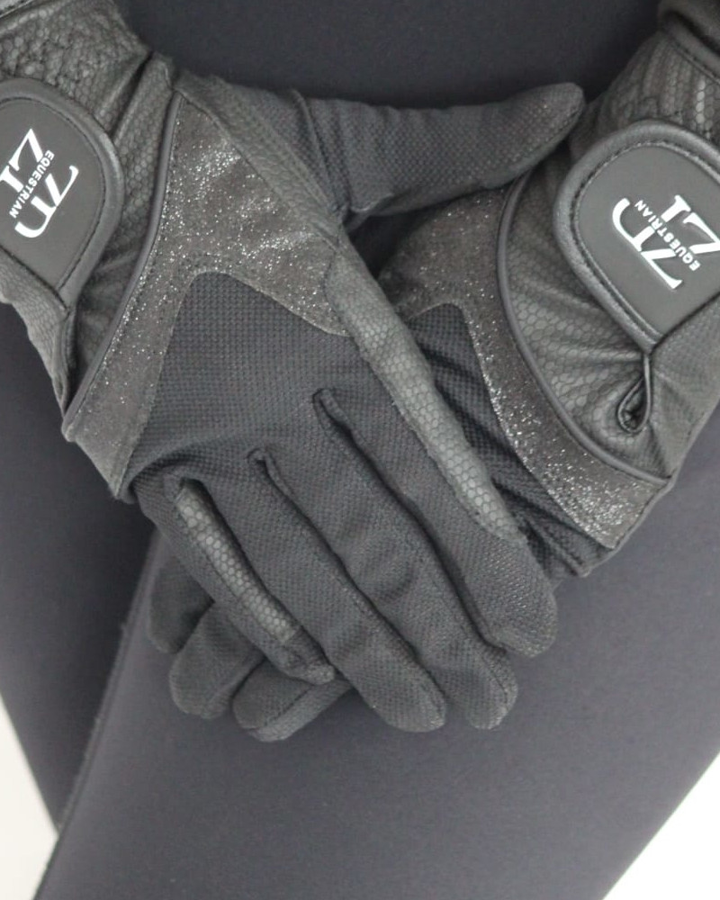 ZP Gloves "Black Glitter" EQUESTRIAN