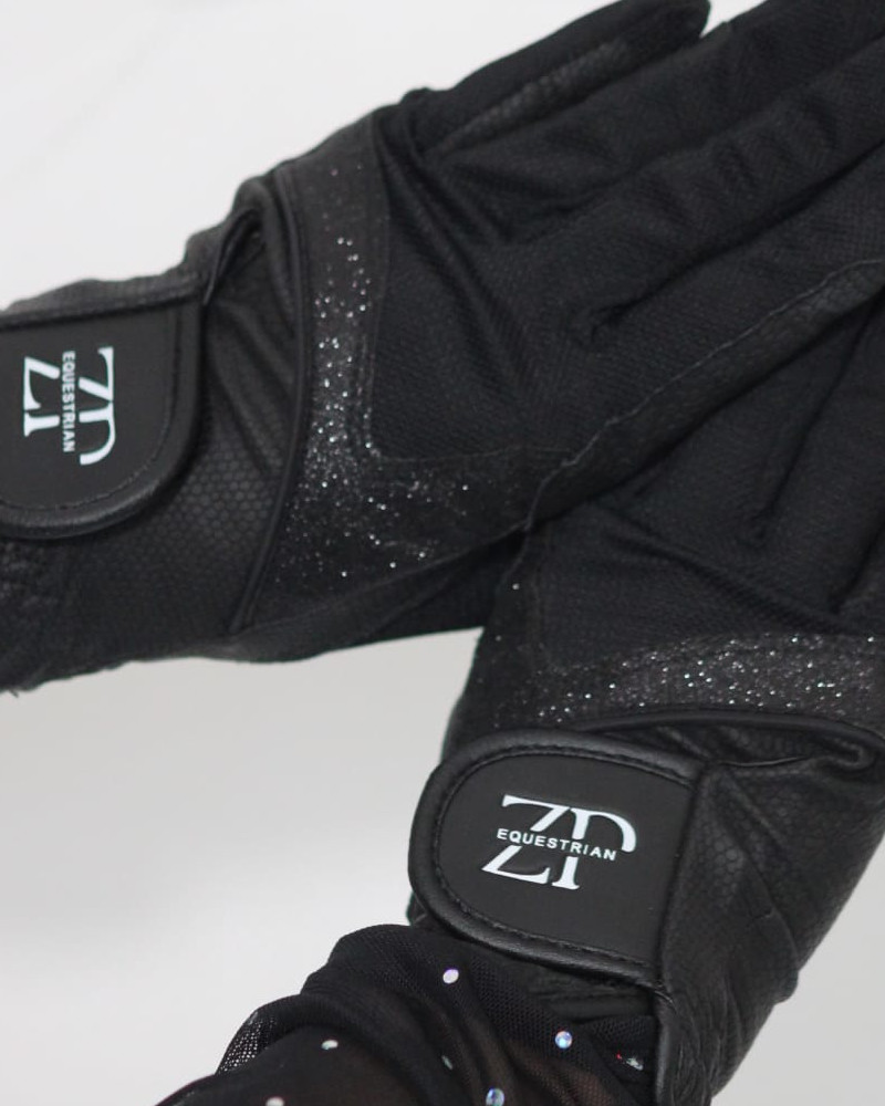 Glitter Gloves ZP Gloves Black Glitter EQUESTRIAN